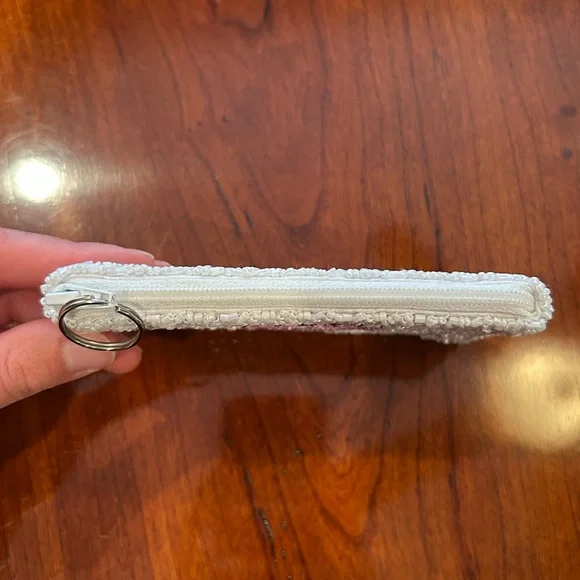 NWOT Tiana NY White Gray Skull & Pink Star Beaded Coin Purse Pouch - Picture 4 of 7